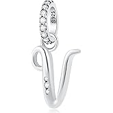 CRISNATA Complete Initial A-Z 26 Letter Dangle Charms, 925 Sterling Silver Dangling CZ Stone Alphabet Beads, fits European Bracelet Necklace, Gift for Mother/Dad/Daughter/Son/Sister/Birthday