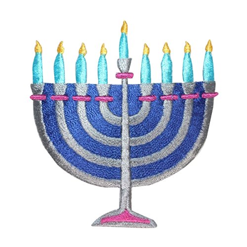 ID 8266 Hanukkah Menorah Patch Jewish Holiday Candle Embroidered IronOn Applique