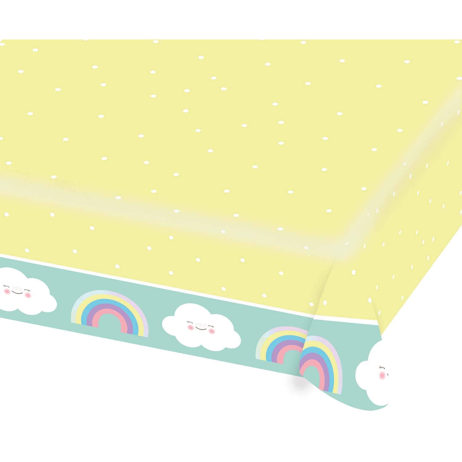 amscan 9904304 Tablecloth Rainbow Paper Size 115 x 175 cm Water-Repellent 3-Ply Clouds Rainbow & Cloud Birthday Children's Party