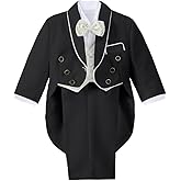 Lito Angels Baby Boys' Jacquard Classic Tuxedo Suit Formal Suits Wedding Outfit 5 Piece Set 015