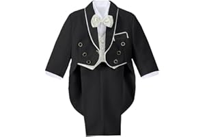 Lito Angels Baby Boys' Jacquard Classic Tuxedo Suit Formal Suits Wedding Outfit 5 Piece Set 015
