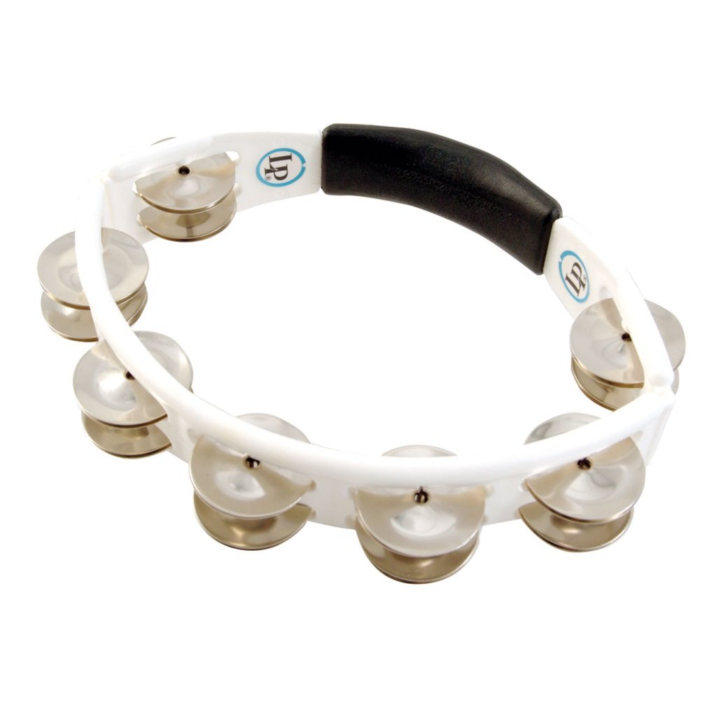 LP Latin Percussion Tambourin Cyclop Handmodell weiß Stahlschellen zweireihig LP152 — image 1