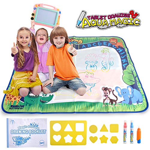 Young Choi's Kids Doodle Toy Magnetic Drawing Board and Water Doodle Mat 2 in 1 Toy Set Pink, Toddlers Large Aqua Drawing Doodle Mat and Assorted Color Toy Writing Painting Pad - Thumbnail 2