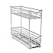 Household Essentials Narrow Sliding Cabinet Organizer, Two Tier Chrome Organizer, Chrome, Great for Slim Cabinets in Kitchen, Bathroom and More