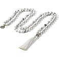 Hovaete 108 Mala Prayer Beads Necklace Natural Stones Meditation Yoga Jewery 108 Hand Knotted Japa Mala Beaded Long Tassel Necklace with Tree of Life Pendant for Men and Women
