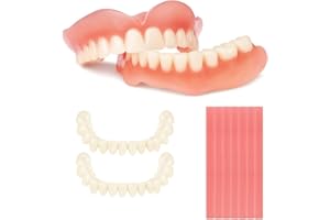YOFSZJ DIY Denture Kit for Smile Look– Custom Fit Fake Teeth Set with Upper & Lower Plates, Resin Material, Easy at-Home Use for Visual Enhancement