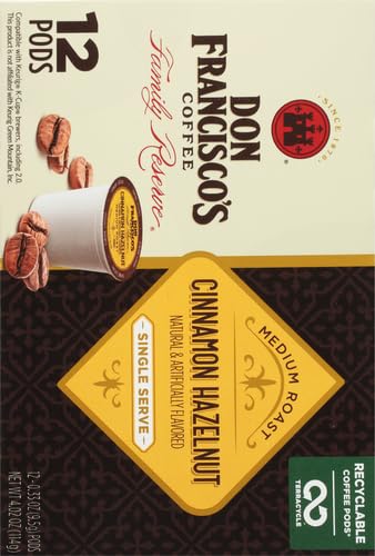 DON FRANCISCO’S HAZELNUT FLAVORED K-CUP, CINNAMON, 12 COUNT