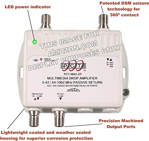 2-Port Bi-Directional Cable TV HDTV Amplifier Splitter Signal Booster with Passive Return Path