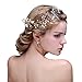 Jaciya Crystals Wedding Headband Bridal Headpieces for Bridesmaid and Flowergirls, 19.7 inches Hair Vine and Headpiece Pearls Silver Hair Accessories for Women (Silver)