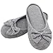 HomeTop Women’s Cozy Cashmere Cotton Closed Toe House Slippers with Cute Bow Accent (Medium / 7-8 B(M) US, Gray)