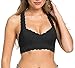 ANGOOL Sexy Lace Bralette Bra Floral Lace Halter Bra Non-Padded Lace Racerback