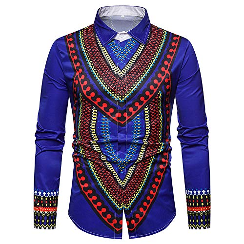 image for GOVOW African Print Shirts for Men Big and Tall - Autumn Luxury Long S