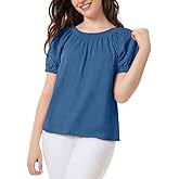 Jones New York Women's Petite Smocked-Neck Top (Blue Lagoon, Petite Medium)