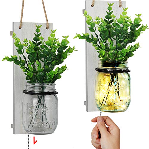 TJ.MOREE Farmhouse Mason Jar Sconce, Shabby Chic Wall Sconce Decor with