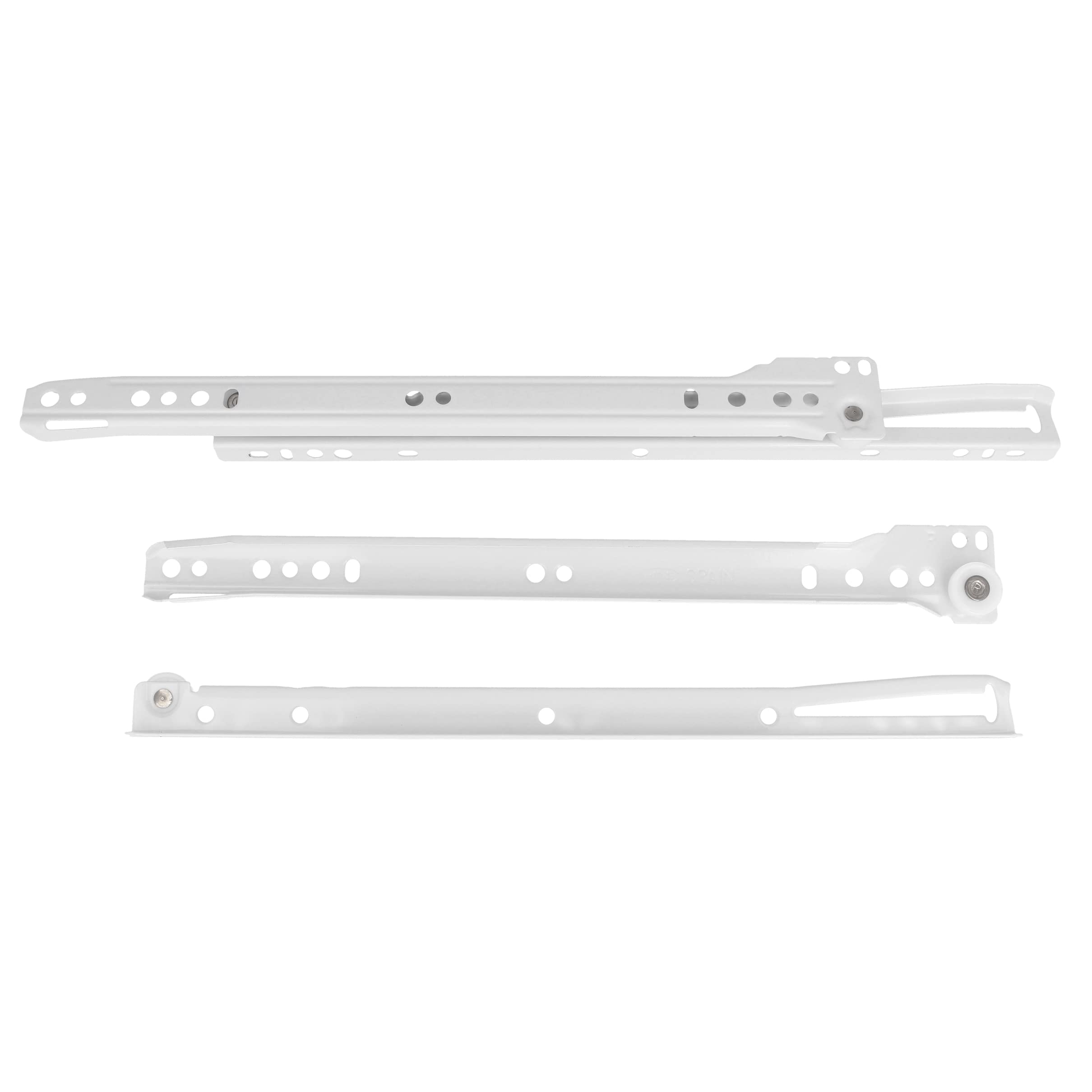 Amig - Set of 2 Sliding Rails Made of Metal, Model 16 with castors for Furniture Drawers, Drawers or cupboards | Painted White Steel | Load Capacity: 18 kg/Pair | Dimensions: 400 x 37 mm