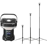 BougeRV Telescopic Camping Light CL03, Camping Lantern, 7.55ft Stand | 59.2Wh 7-90h Runtime, 3200lm, USB-C In/Out and USB-A Output, 30W Max, 3 Color Modes, Camping Blackout Car Repair
