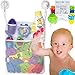 Lilly's Love Bath Toy Organizer Kit - Quick Dry Mesh Bathtub Toy Holder + Bath Letters and Numbers + Cute Frog Washing Poof + Crab Faucet Spout - 3 Soap Pockets + Toy Bin + Locking Hooks