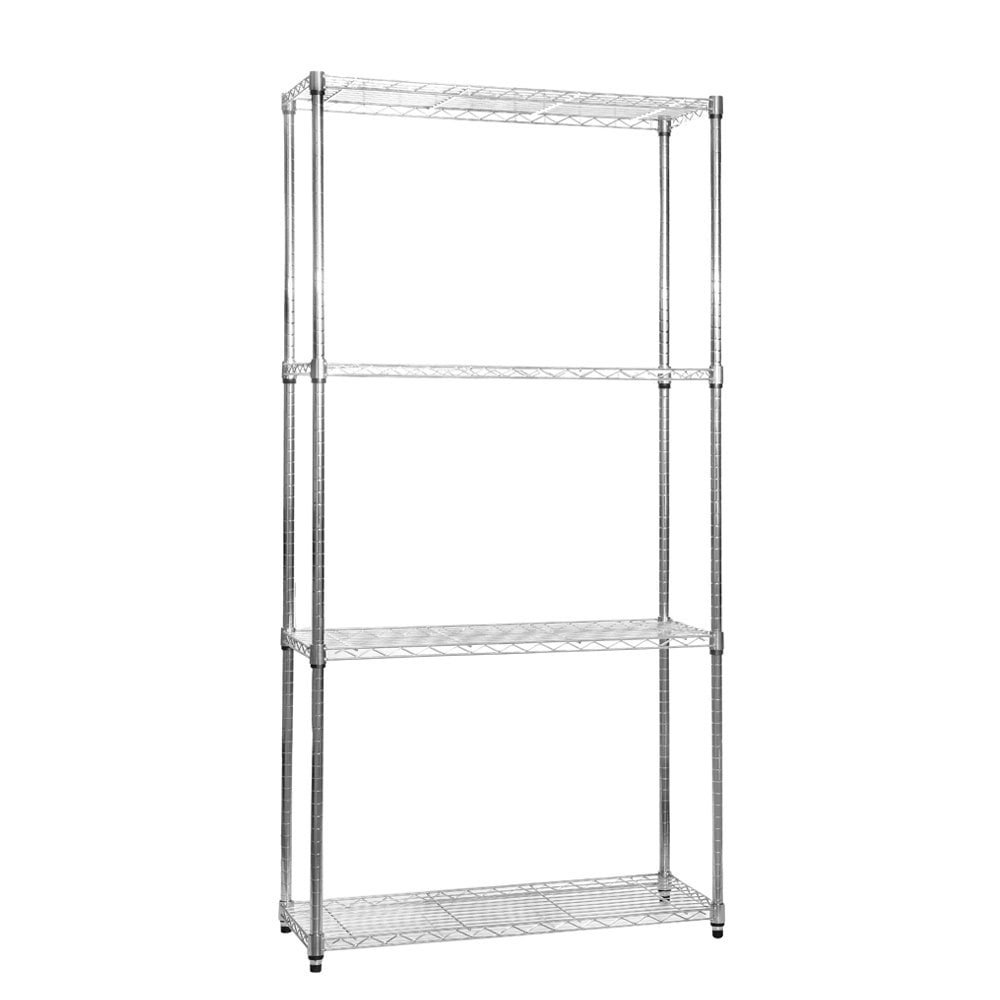 Narrow Chrome Shelving Unit 4 Shelves, H1800 x W900 x D350 mm Steel