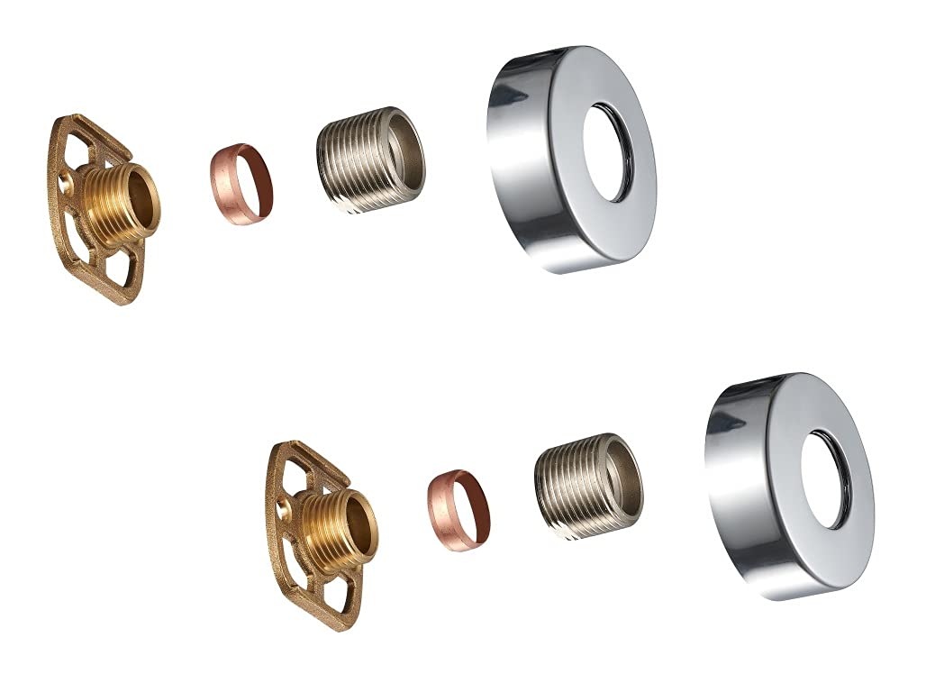 KEDWILL® Bar Valve Fixing Kits Brackets with Round SS Chrome Cover Shrouds Escutcheons 3/4” Inch Connections BSP 15mm Wall Mounted Fast Fix Kit Bracket for Thermostatic Bath Shower Bar Valve Mixer