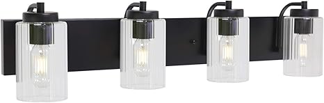 Amazon Com Tuluce 4 Light Bathroom Vanity Lighting Vintage Wall Sconce Light In Black Finish With Glass Lamp Shade Fixture Wall Lighting For Home Decor Bathroom Bedroom Hallway Cafe Home Improvement