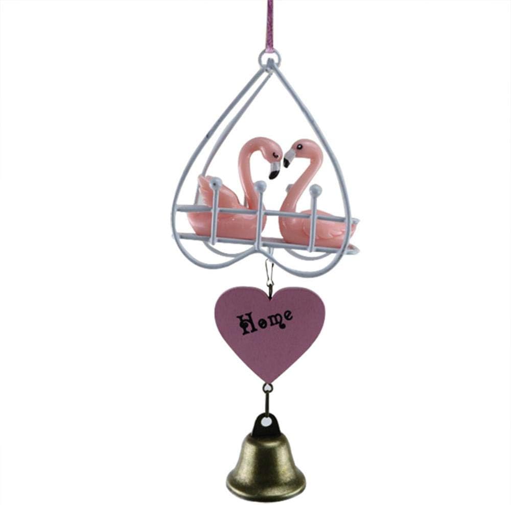 LLLMWH Ornaments Figurines Sculptures Statue Cartoon Couple Flamingo Iron Wind Chime Creative Ornament Resin Crafts Cute Flamingo Model Wind Bell Home Decor Accessories Gift,Pink