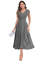 BOLENSYE Tea Length Grey Mother of The Bride