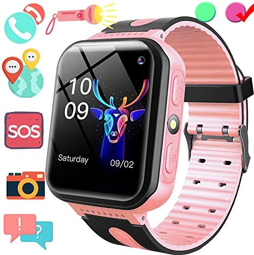 Kid Smart Watch Phone GPS Tracker - 1.5'' Touchscreen GPS Smartwatch with SIM Slot Anti Lost SOS Voice Chat Camera Flashlight Outdoor Wearable Phone Wrist Watch Birthday Gift for Boy Girl Age 4-12