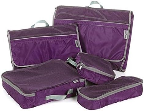 TravelSmith Smart Pack Organizers 5-piece Kit ~ Eggplant Purple