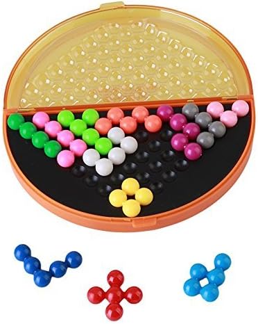 (Orange)Classic puzzle pyramid plate IQ pearl logical mind game Brain Teaser educational toys for children pyramid beads puzzle