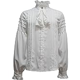 Cacycasa Mens Steampunk Renaissance Medieval Gothic Victorian Pirate Shirt