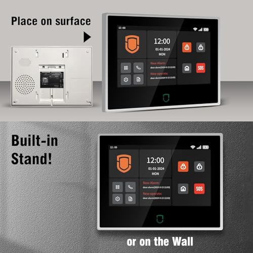 Wolf Guard Home Home Alarm with 7 Inch Touch Screen, 4G Smart Security System + WiFi App Tuya with Outdoor Solar Siren 110dB, Motion Detector (WT4F-W06)