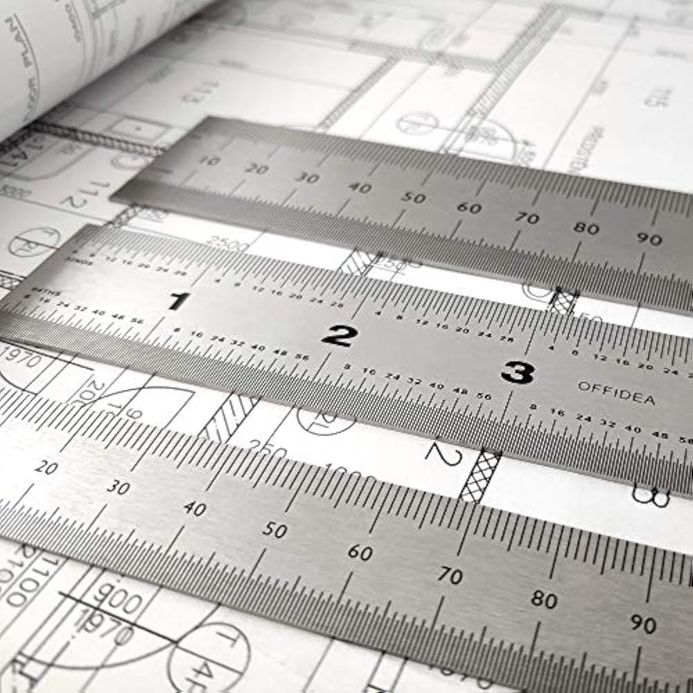 Offidea Machinist Ruler Set (6, 8, 12 Inch) - Rigid