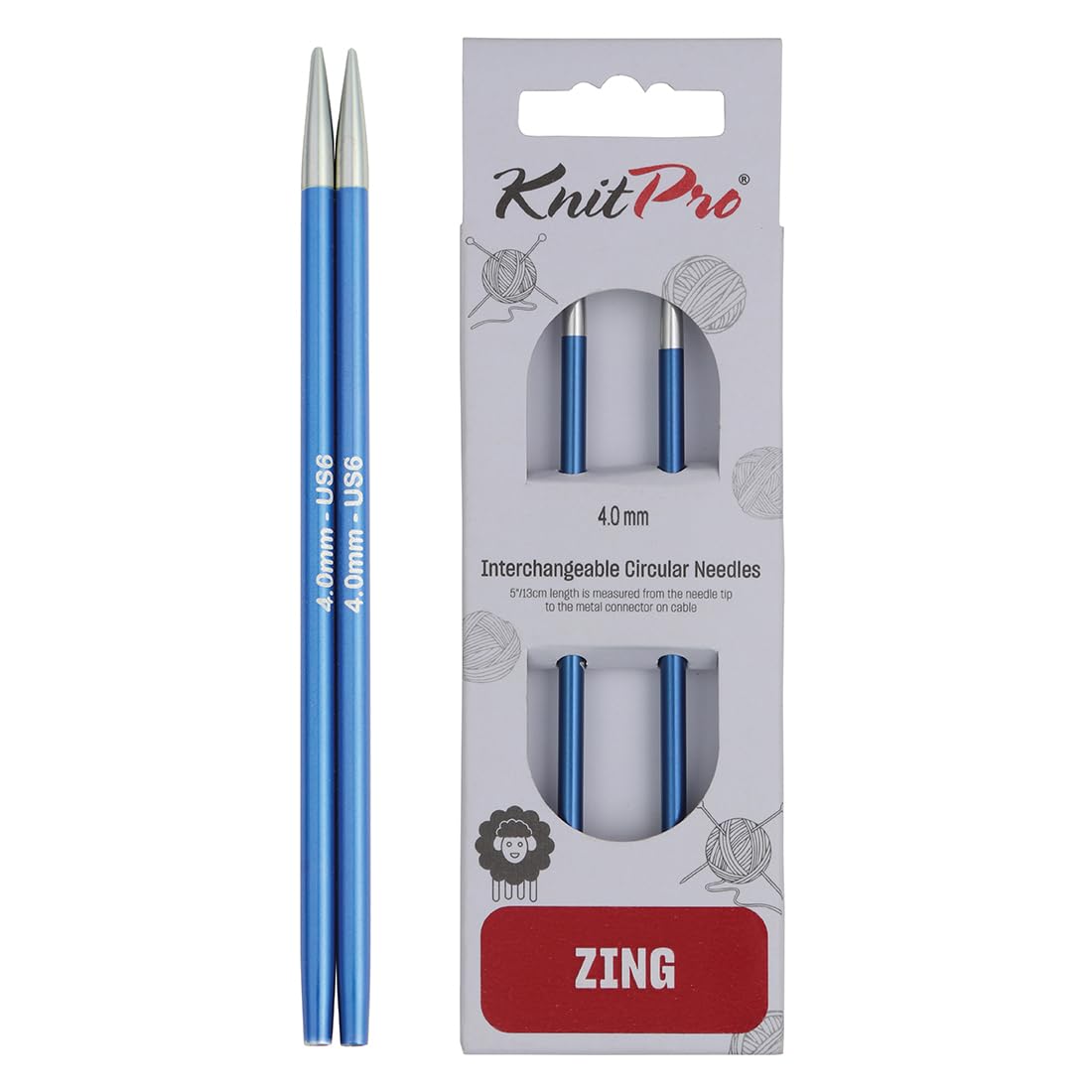 KnitPro Zing Interchangeable Circular Needles 4" (10cm) | 4.00mm — image 1