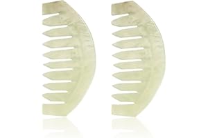 Janedream 2PCS Jade Stone Gua Sha Comb Traditional Massage Tools for Scalp Head Hair Facial Manual Scalp Massagers with Acupuncture Head Therapy Trigger Point Treatment