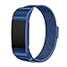 UMTELE for Fitbit Charge 2 Band, Milanese Loop Stainless Steel Metal Bracelet Strap with Unique Magnet Lock, No Buckle Needed for Fitbit Charge 2 HR Fitness Tracker Blue Small