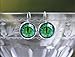 Silver Leverback Earrings - Fantasy Animal Art Space Picture Ladies Womens Gift- Green Cats Eye