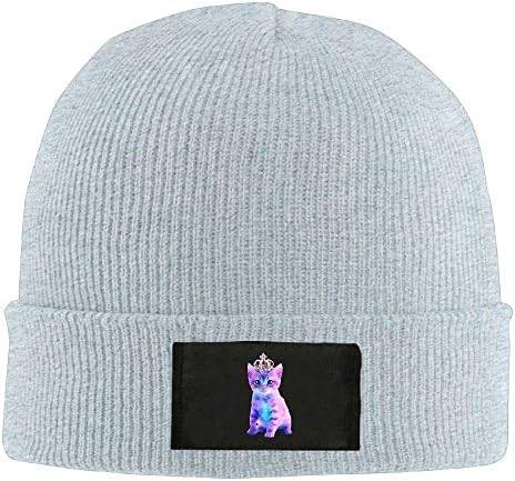 Adult's Painting Lovely Candy Pink Kitten Elastic Knitted Beanie Cap Winter Outdoor Warm Skull Hats One Size Ash
