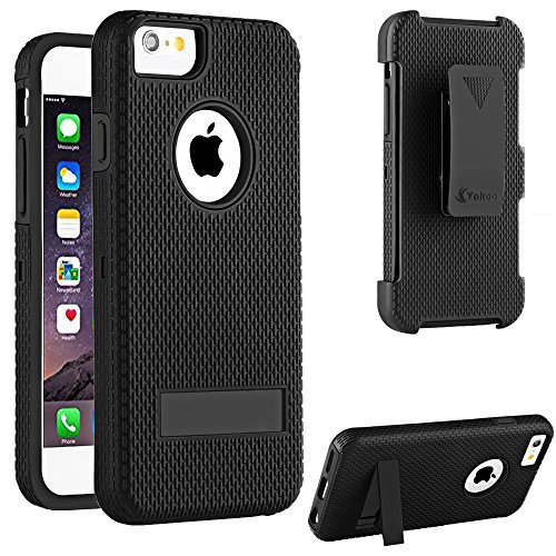 iPhone 6 Plus Case, iPhone 6S Plus Case,Vakoo Holster Combo Shockproof Heavy Duty Protection Silicone Rubber Case for Apple iPhone 6/6S Plus with Kickstand and Swivel Belt Clip - Robot Black