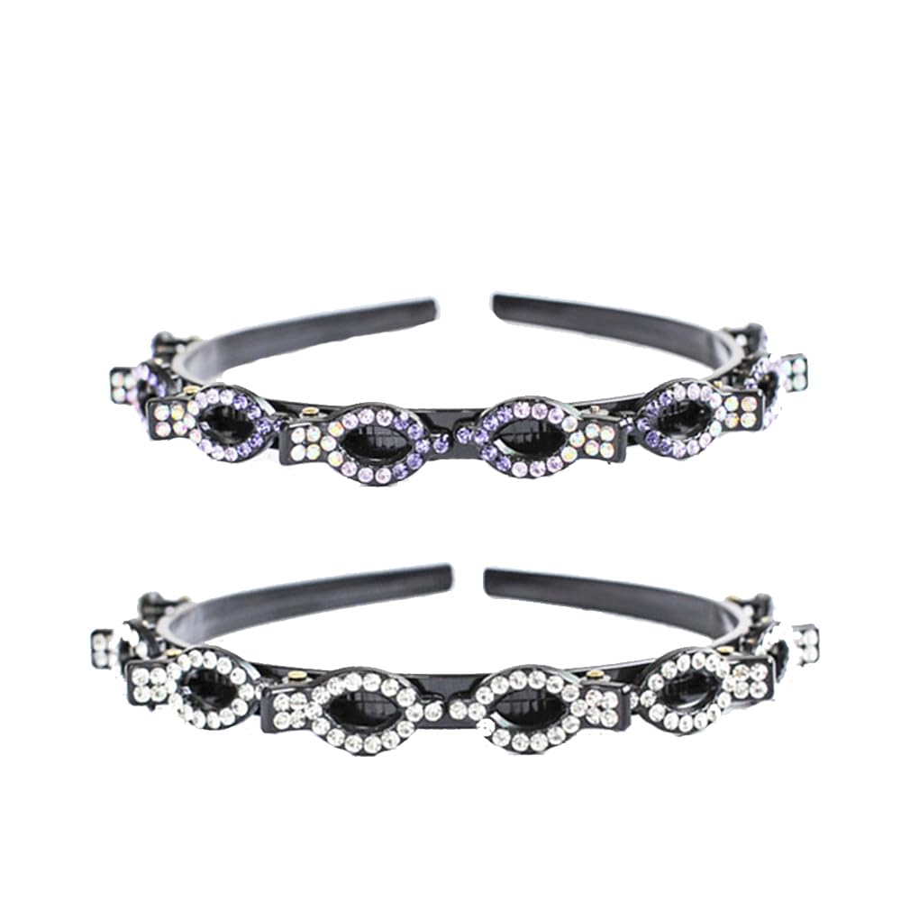 Axinyue 2PCS Hair Hoop Double Bangs Hairstyle Hairpin，Hairpin Headbands Japanese and Korean Hair Band，Women's and Girls' Headwear Everyday Use Hair Accessories (Diamond hair band)