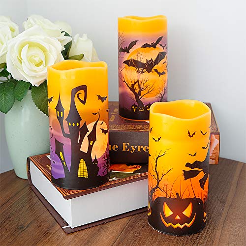 Castle, Witch, Bats Decal Halloween Decor Candles - Image 4