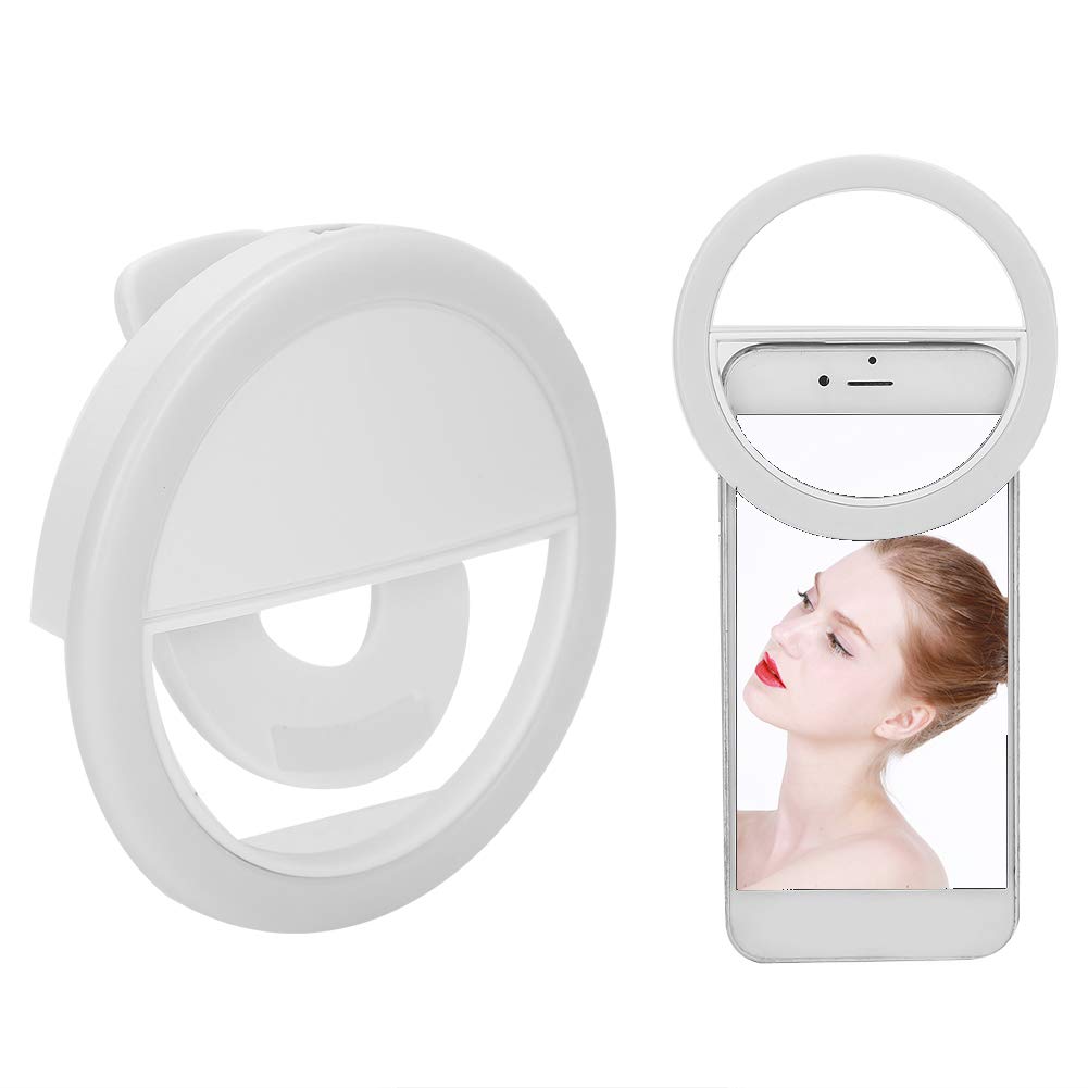 Selfie Light Ring LED Circle Clip-On Fill Light for Mobile Phones, Tablets, Makeup Mirrors - USB Rechargeable & Dimmable for Live Streaming
