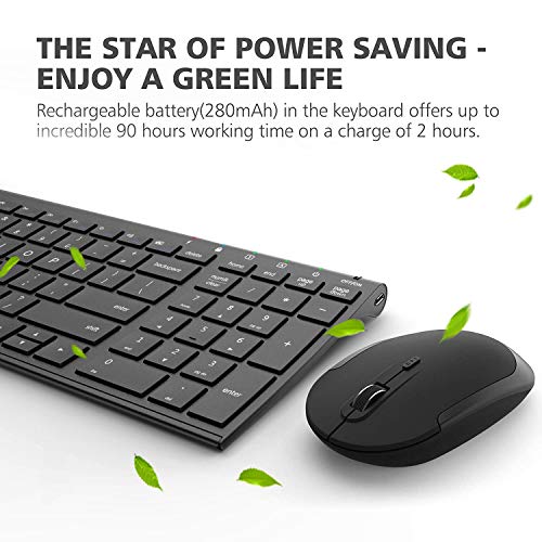 iClever GK03 Wireless Keyboard and Mouse Combo 2.4G Portable Wireless