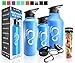 Live Infinitely Double Walled Vacuum Insulated Water Bottles -30, 40 or 64oz 18/8 Food Safe Stainless Steel- Includes Flip Top & Wide Mouth Lid, Removable Fruit Infusion Rod & Carabiner-For Hot & Cold