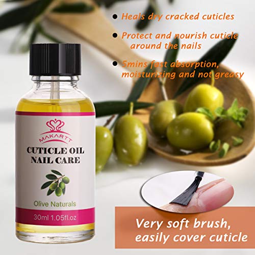 MAKARTT Olive Naturals Nail Cuticle Oil 30ML, Heals Cracked Cuticles, Perfect Non-irritating Milk Fragrant 5Mins Fast Absorption, Moisturizing & Anti-Greasy Oil Cuticle Repair P-11