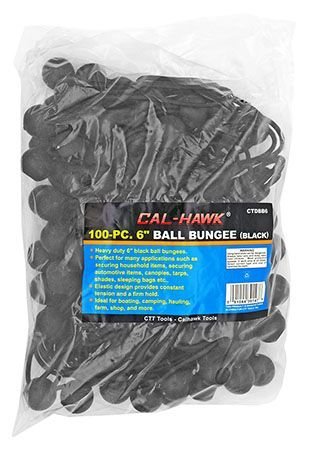 100pc Pack 6 Black Ball Bungee Tarp Tent Bungee Cords by Cal-Hawk