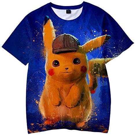 VDSimple Detective Pika-chu 3D Printed Graphic Short Sleeve T-Shirts for Women Men Teen Boys Girls