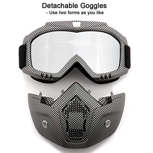 image for SPOSUNE Motorcycle Goggles Detachable Face Mask, ATV Dirt Bike Off Roa