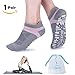 Muezna Non Slip Yoga Socks for Women, Anti-Skid Pilates, Barre, Bikram Fitness Socks with Grips, Size 5-10 (Gray)