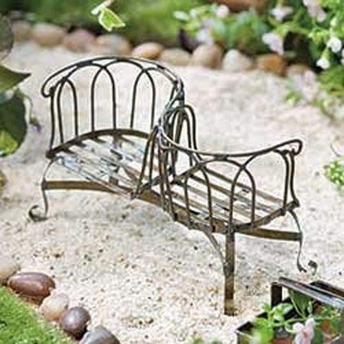 Miniature Fairy Garden Courting Bench/Love Seat, Antiqued Metal
