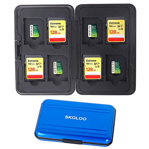 Micro SD Card Case Aluminum, SKOLOO Metal SD Card Holder Case Small Cute, SD Card Cases Storage, Blue
